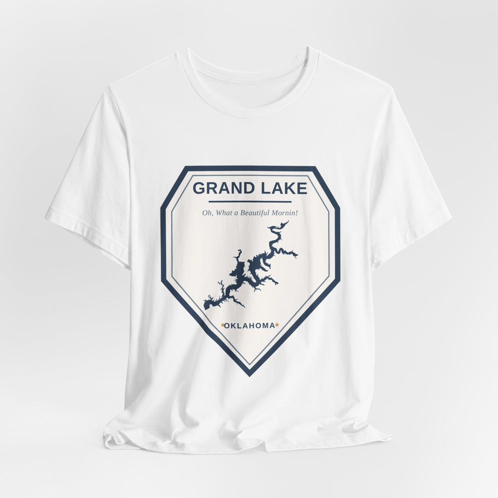 Grand Lake Oklahoma Tee — “Oh, What a Beautiful Morning!” Lake Map T-Shirt