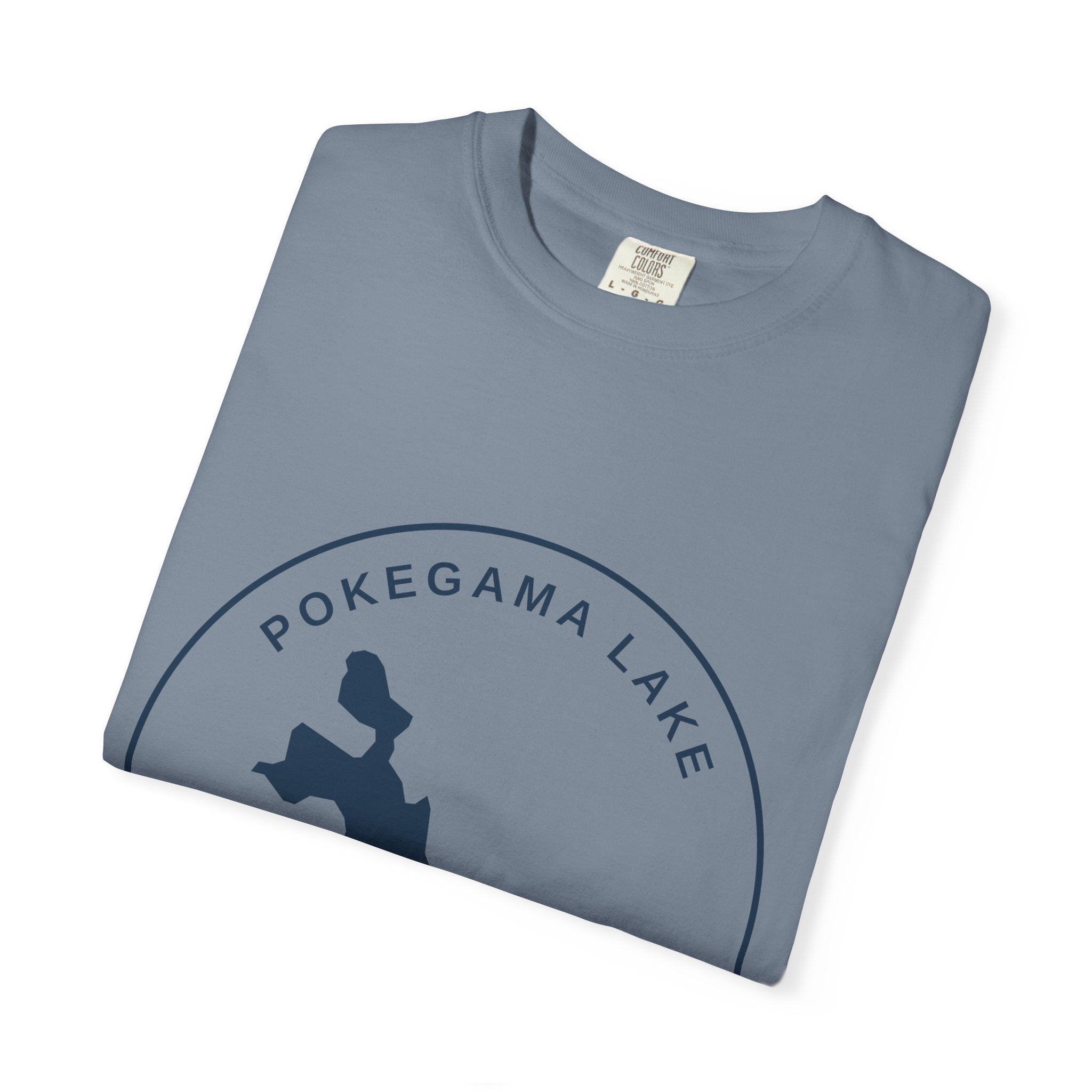 Pokegama Lake Minnesota T-Shirt — Lake Map Circle Graphic (Dark Logo, for Light Colors)