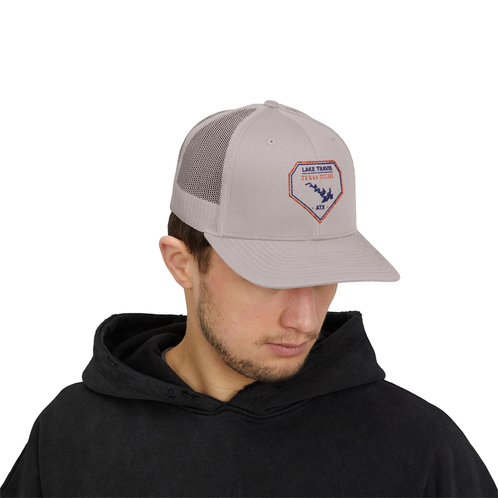 Lake Travis Texas Fight ATX Embroidered Trucker Cap