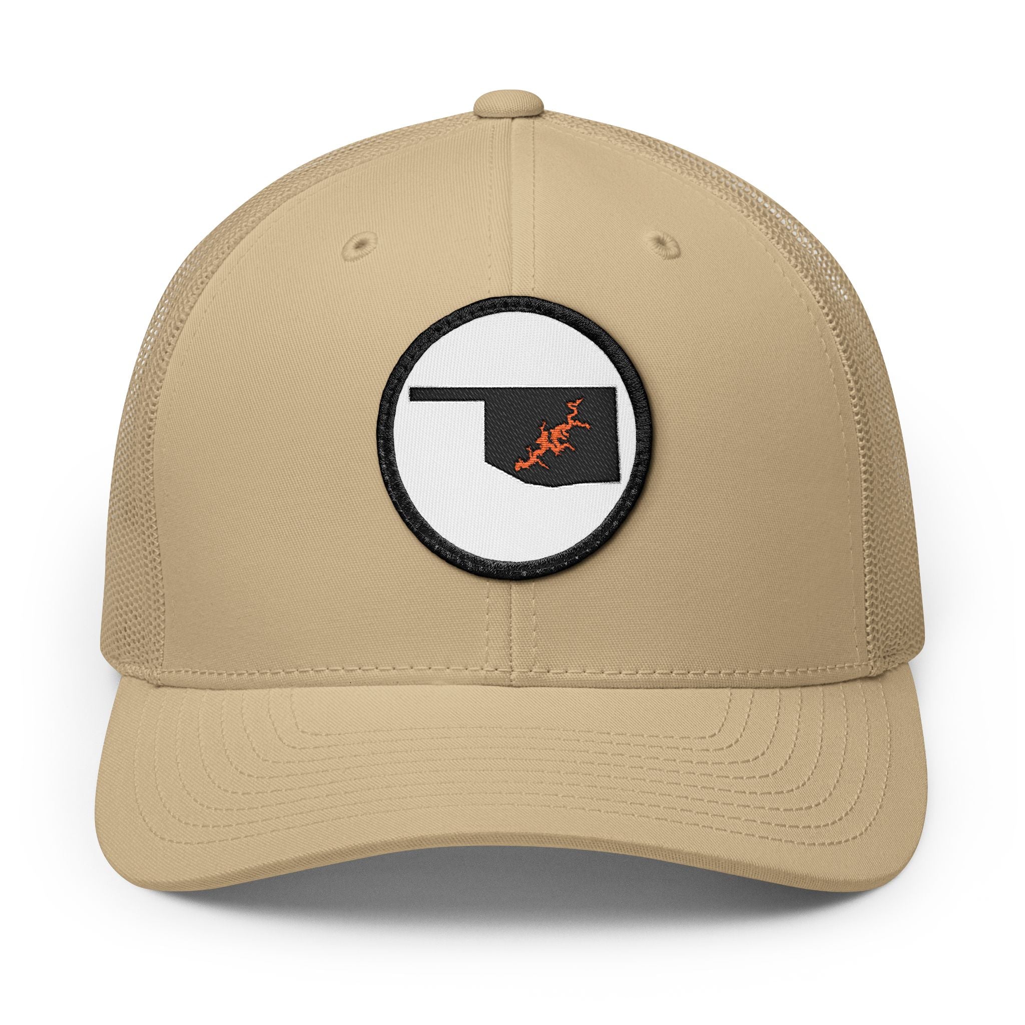 Grand Lake Embroidered Patch Trucker Cap - Orange and Black
