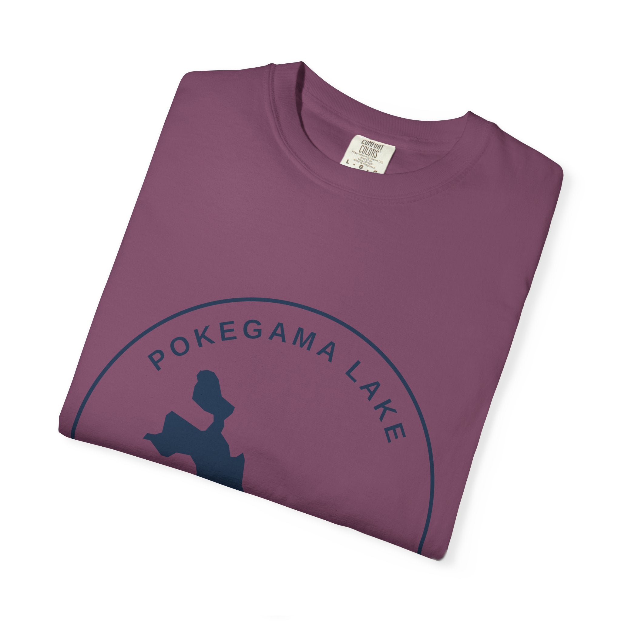 Pokegama Lake Minnesota T-Shirt — Lake Map Circle Graphic (Dark Logo, for Light Colors)