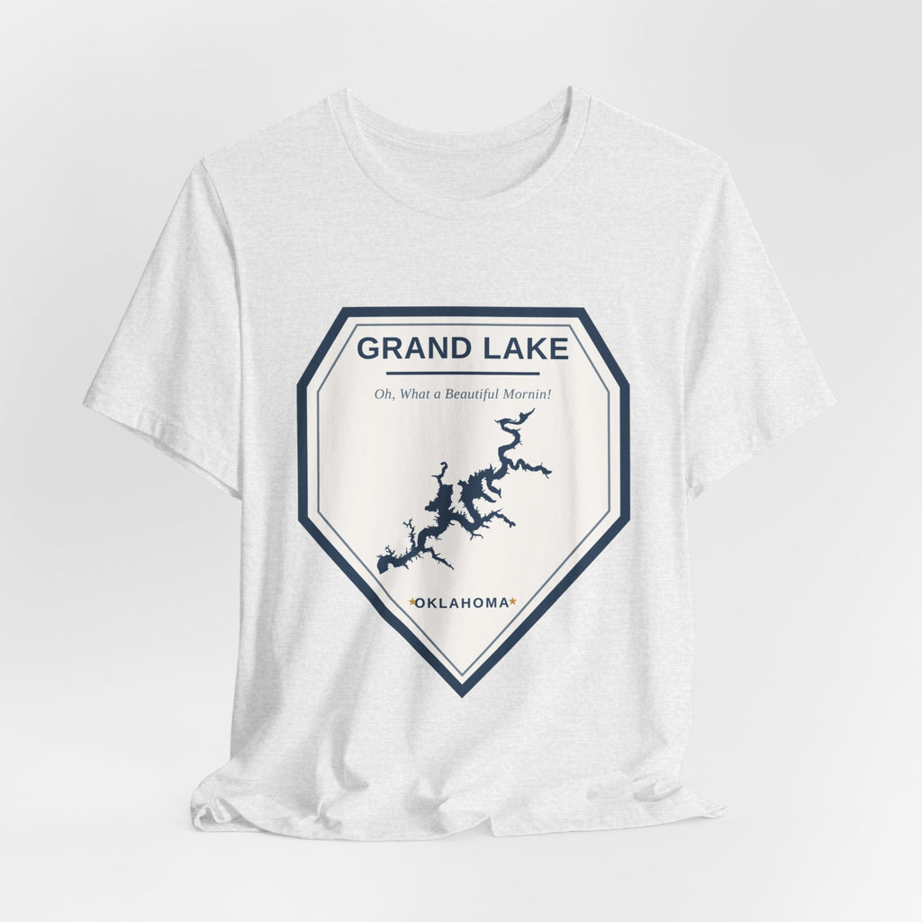 Grand Lake Oklahoma Tee — “Oh, What a Beautiful Morning!” Lake Map T-Shirt