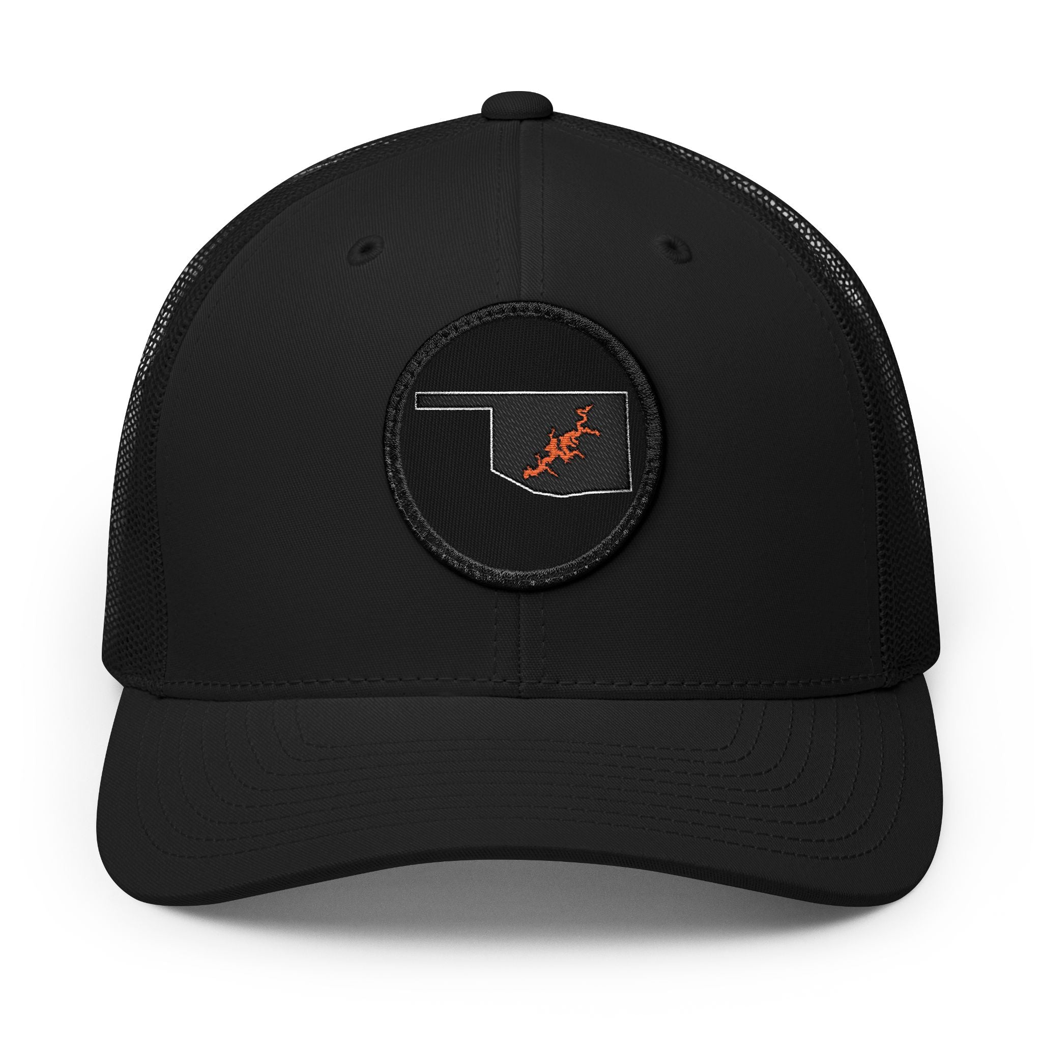 Grand Lake Embroidered Patch Trucker Cap - Orange and Black