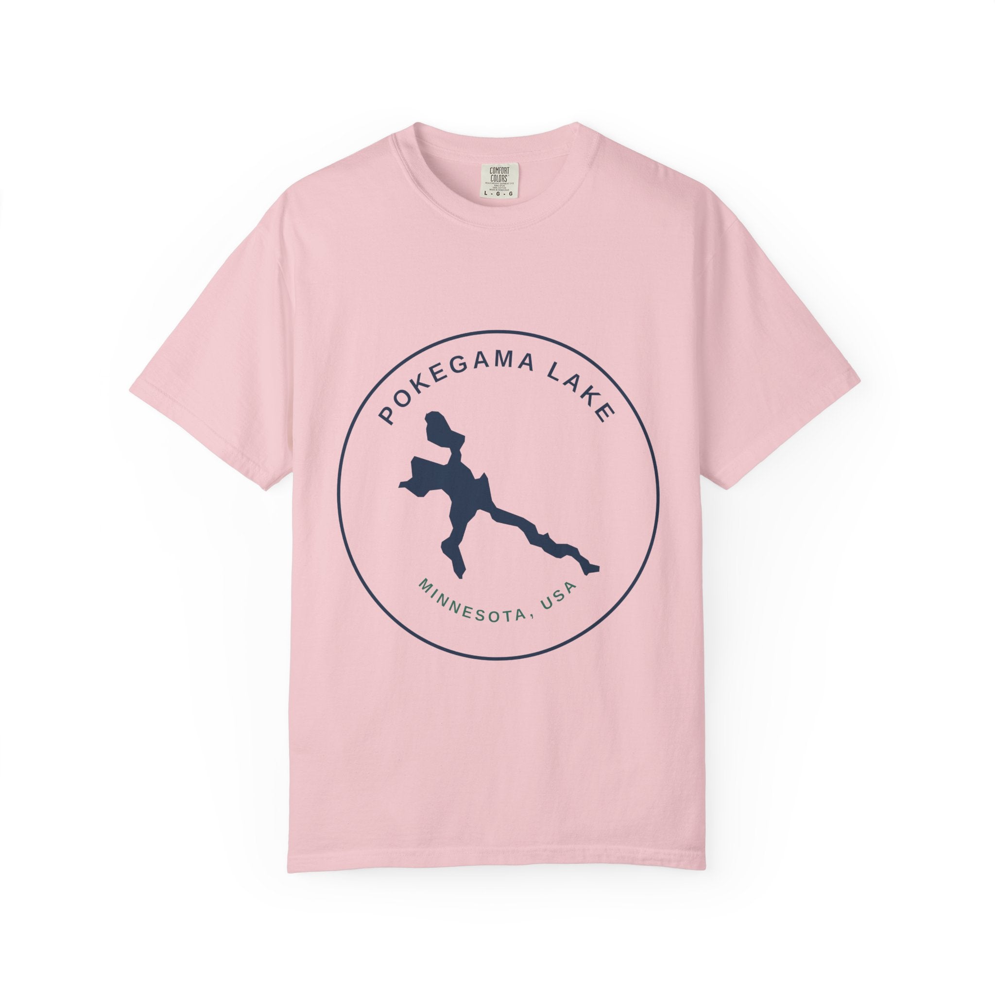 Pokegama Lake Minnesota T-Shirt — Lake Map Circle Graphic (Dark Logo, for Light Colors)