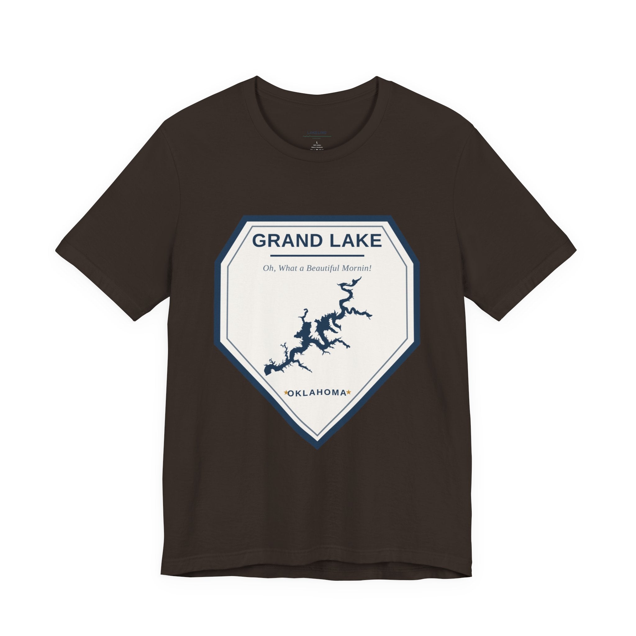 Grand Lake Oklahoma Tee — “Oh, What a Beautiful Morning!” Lake Map T-Shirt