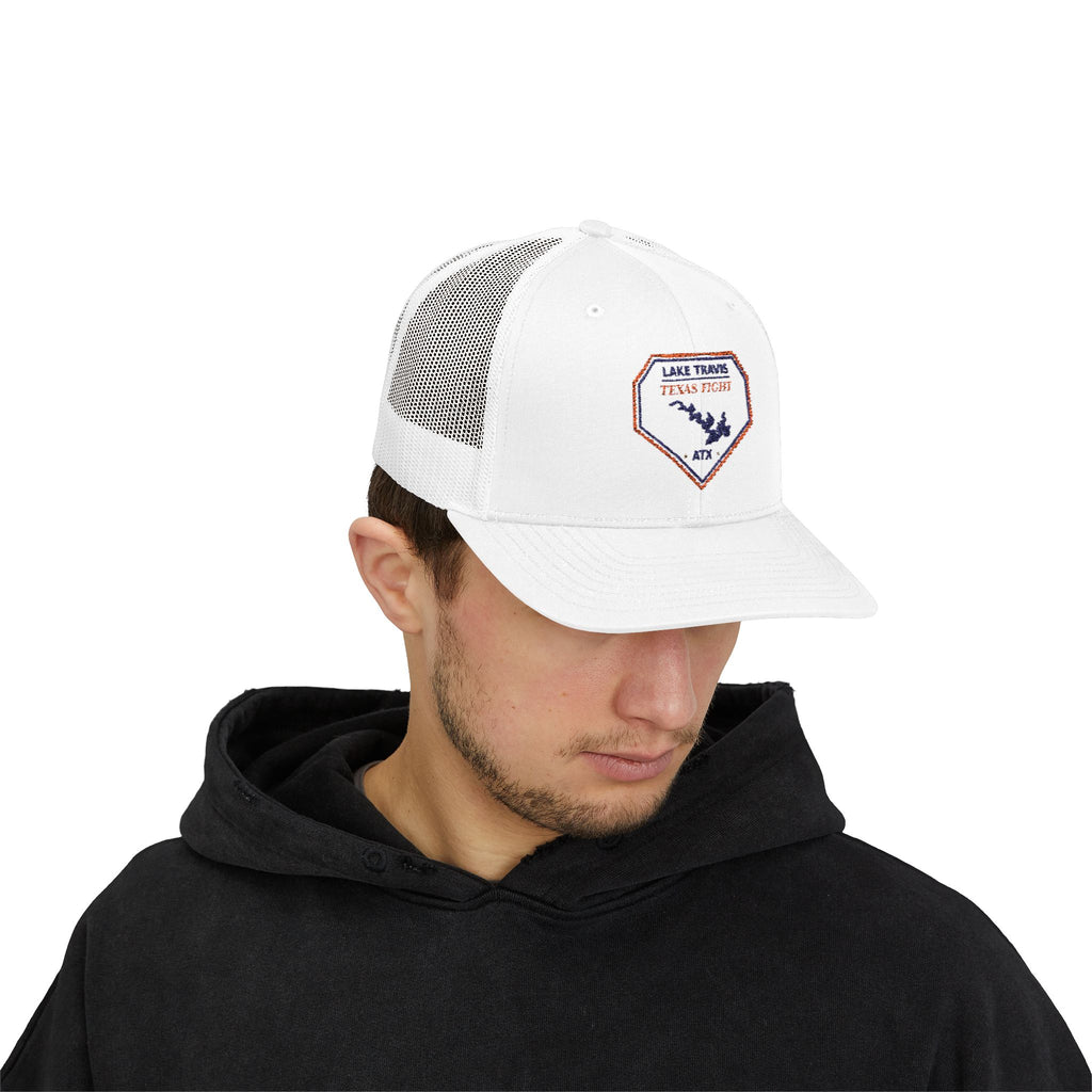 Lake Travis Texas Fight ATX Embroidered Trucker Cap