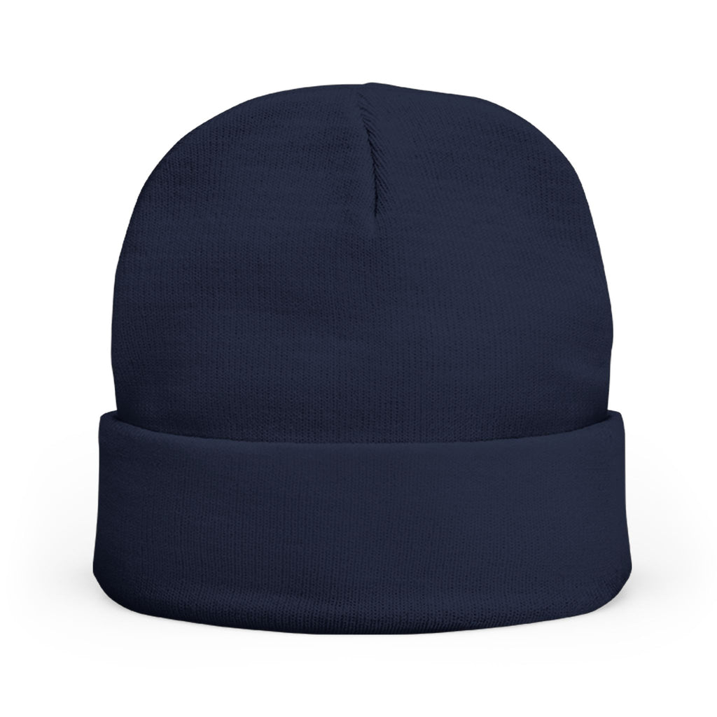 Pokegama Lake - Embroidered Runner Logo Knit Beanie (Light Logo, for Dark Colors) — Lightweight Winter Hat for Runners & Outdoor Fitness