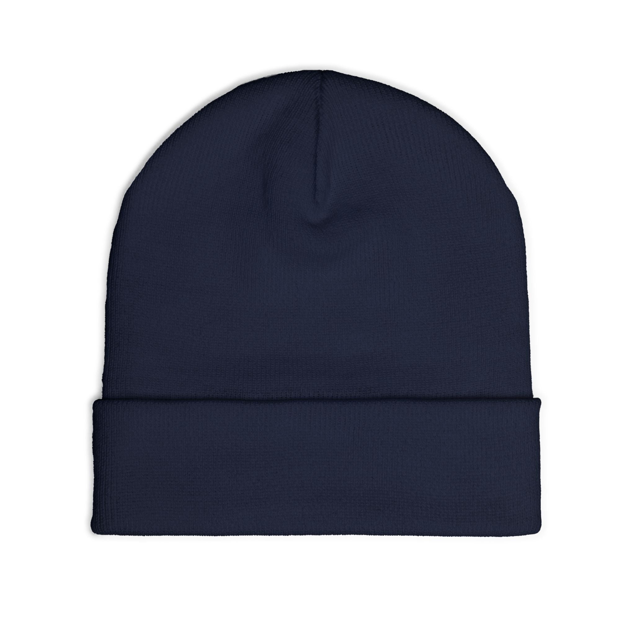 Pokegama Lake - Embroidered Runner Logo Knit Beanie (Light Logo, for Dark Colors) — Lightweight Winter Hat for Runners & Outdoor Fitness