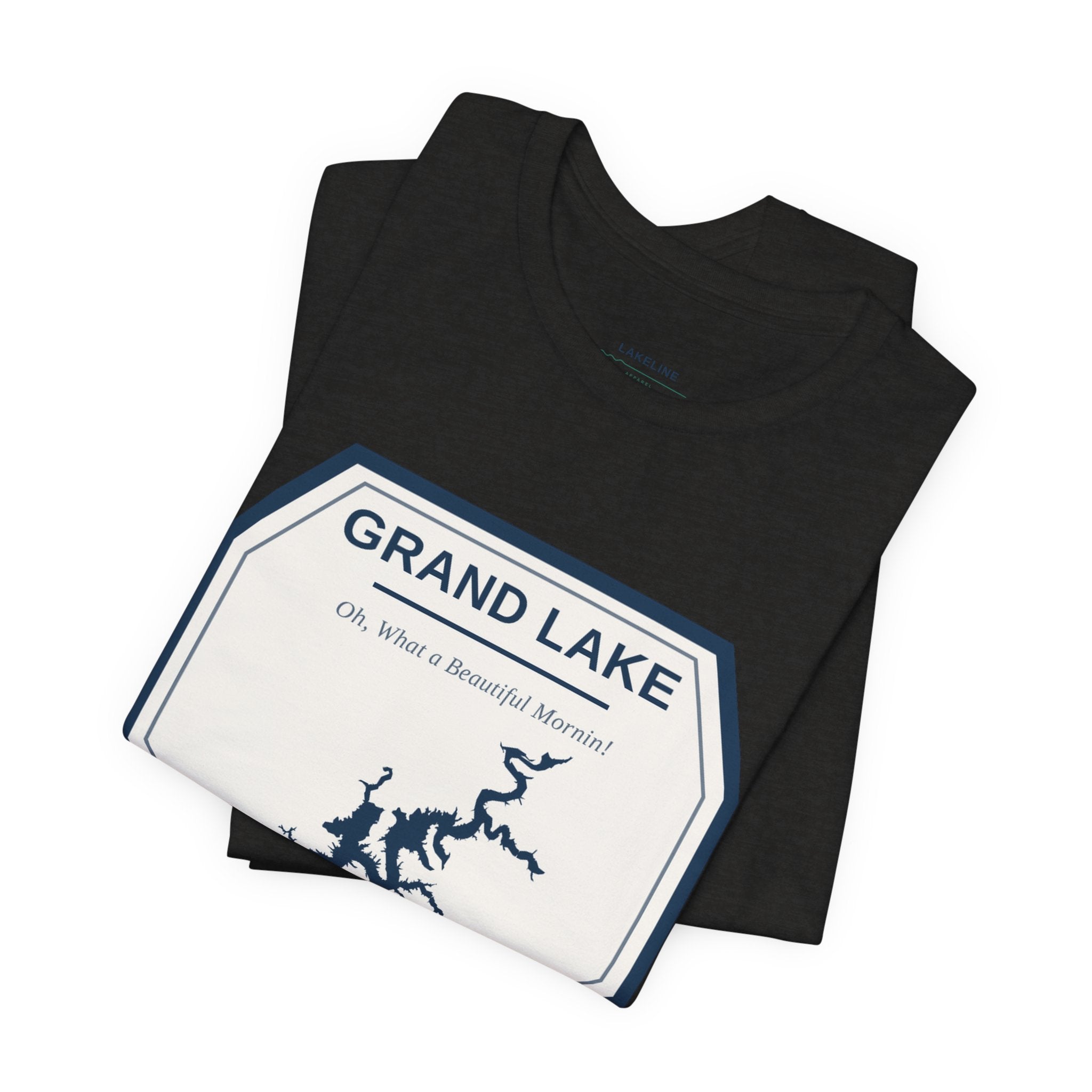 Grand Lake Oklahoma Tee — “Oh, What a Beautiful Morning!” Lake Map T-Shirt