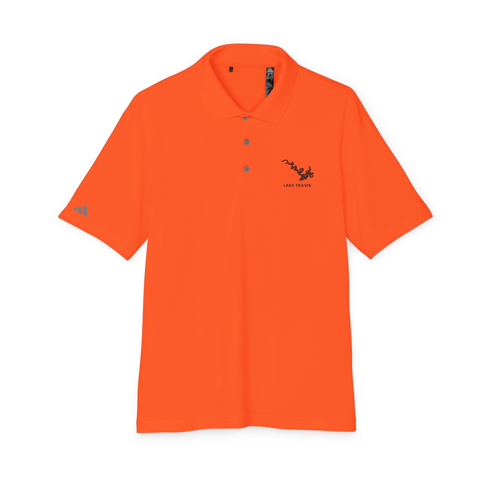 Lake Travis - White Performance Polo — Minimalist Botanical Chest Logo