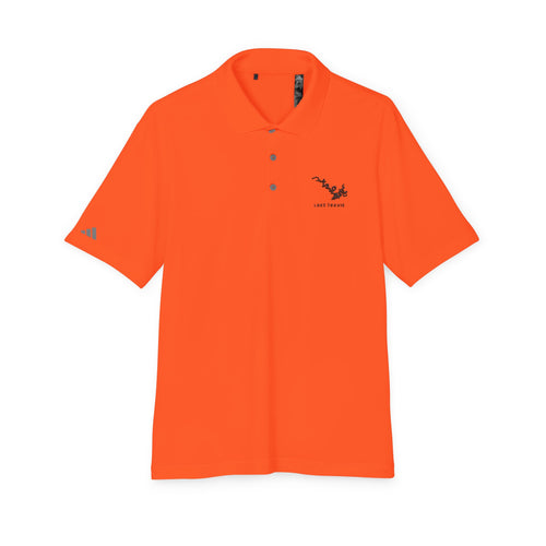 Lake Travis - White Performance Polo — Minimalist Botanical Chest Logo