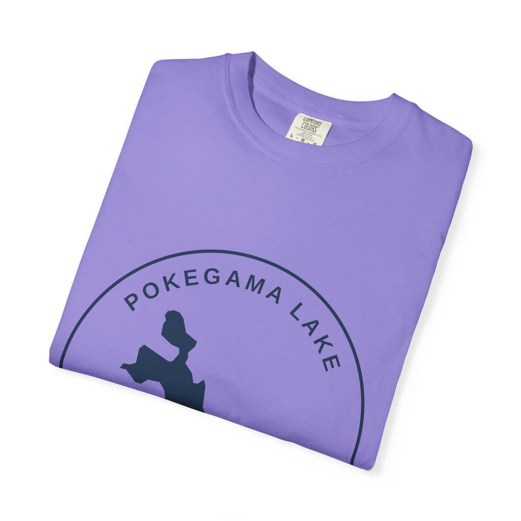 Pokegama Lake Minnesota T-Shirt — Lake Map Circle Graphic (Dark Logo, for Light Colors)
