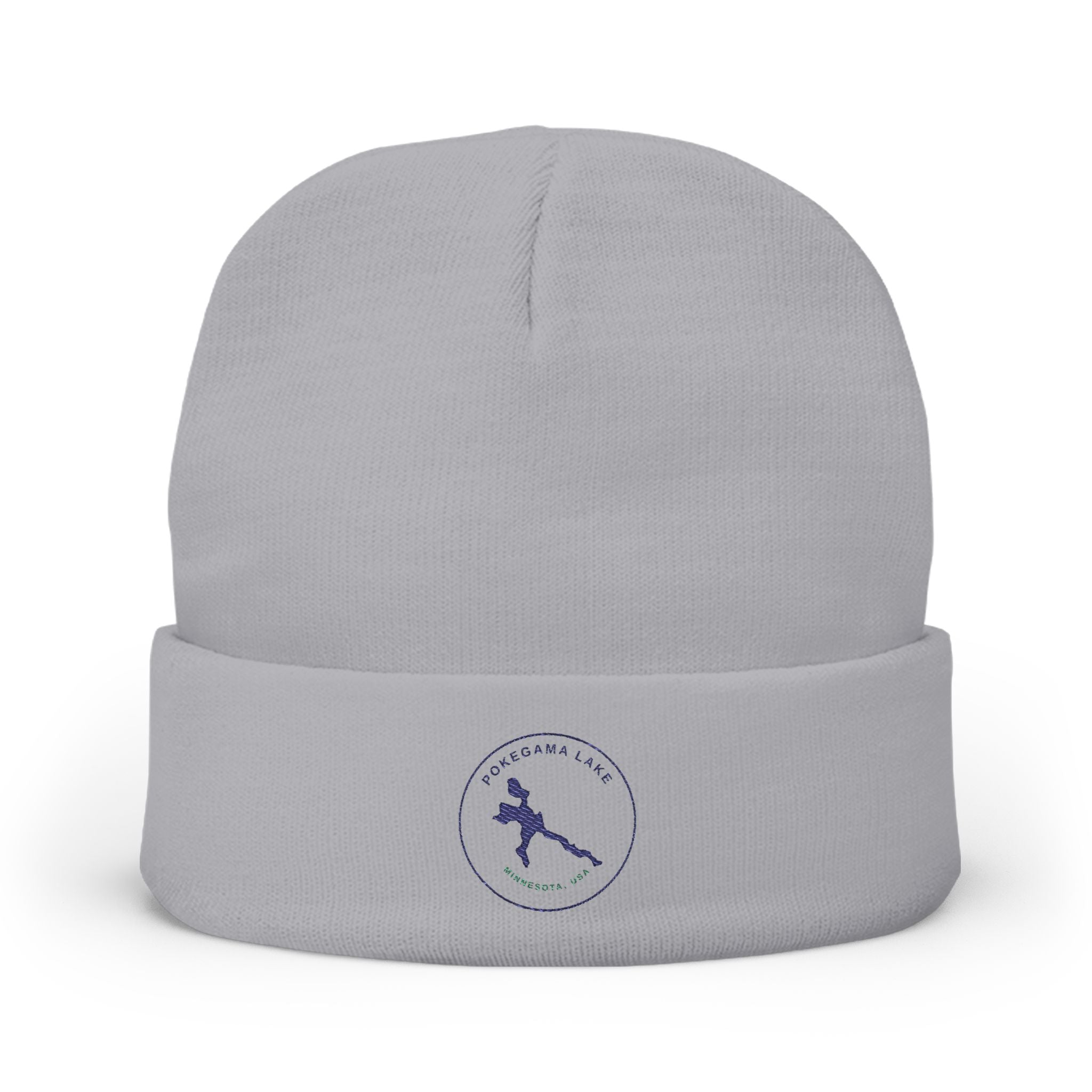 Pokegama Lake - Embroidered Runner Logo Knit Beanie (Dark Logo, for Light Colors)