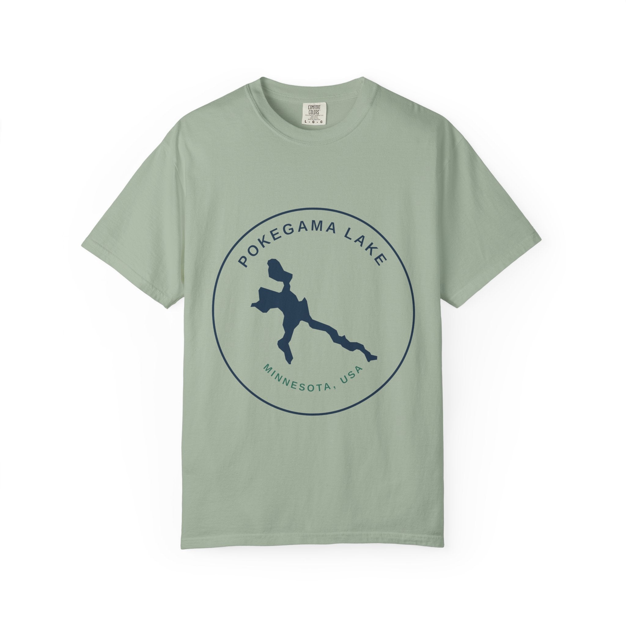 Pokegama Lake Minnesota T-Shirt — Lake Map Circle Graphic (Dark Logo, for Light Colors)