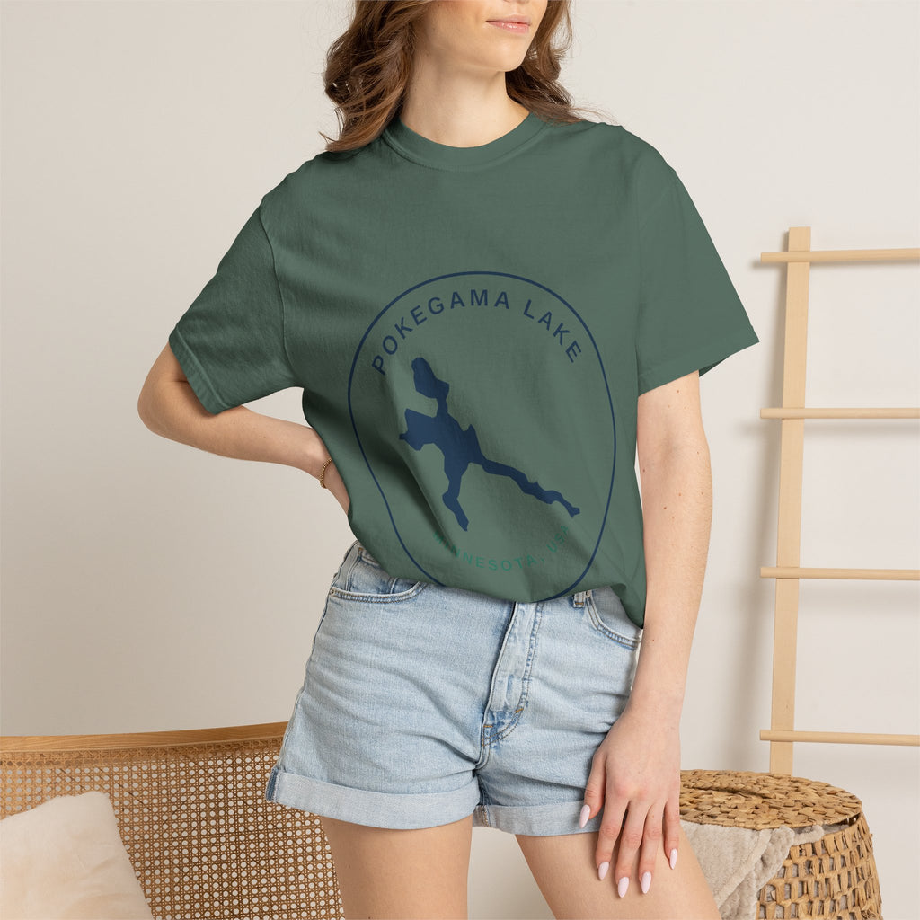 Pokegama Lake Minnesota T-Shirt — Lake Map Circle Graphic (Dark Logo, for Light Colors)