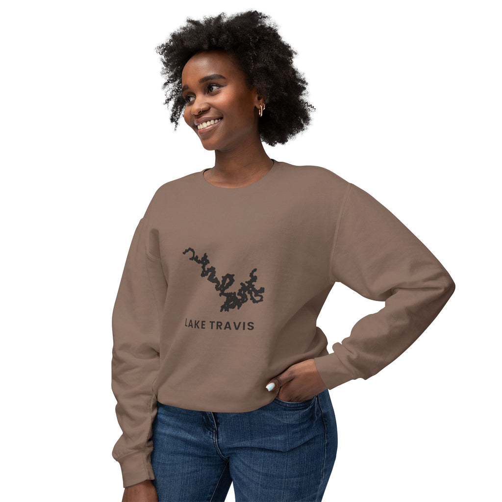 Lake Travis Crewneck Sweatshirt — Minimal Map Design
