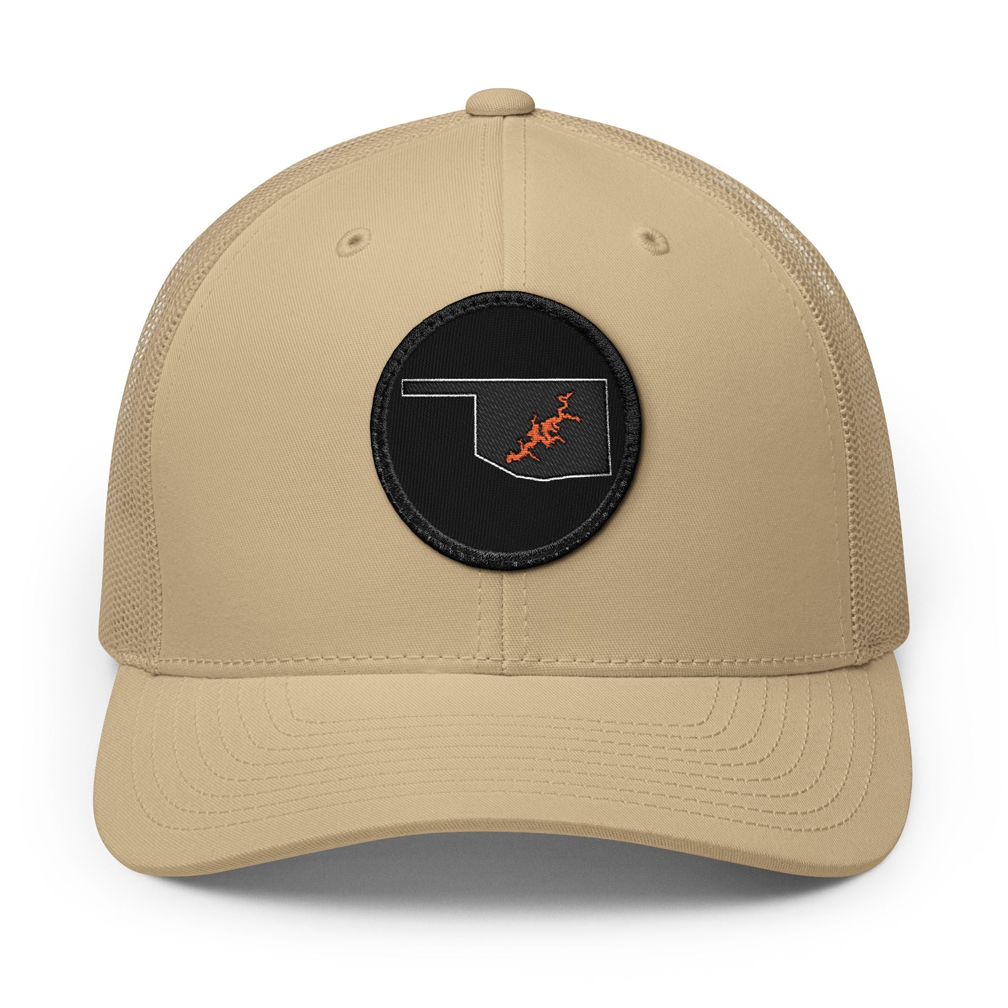Grand Lake Embroidered Patch Trucker Cap - Orange and Black