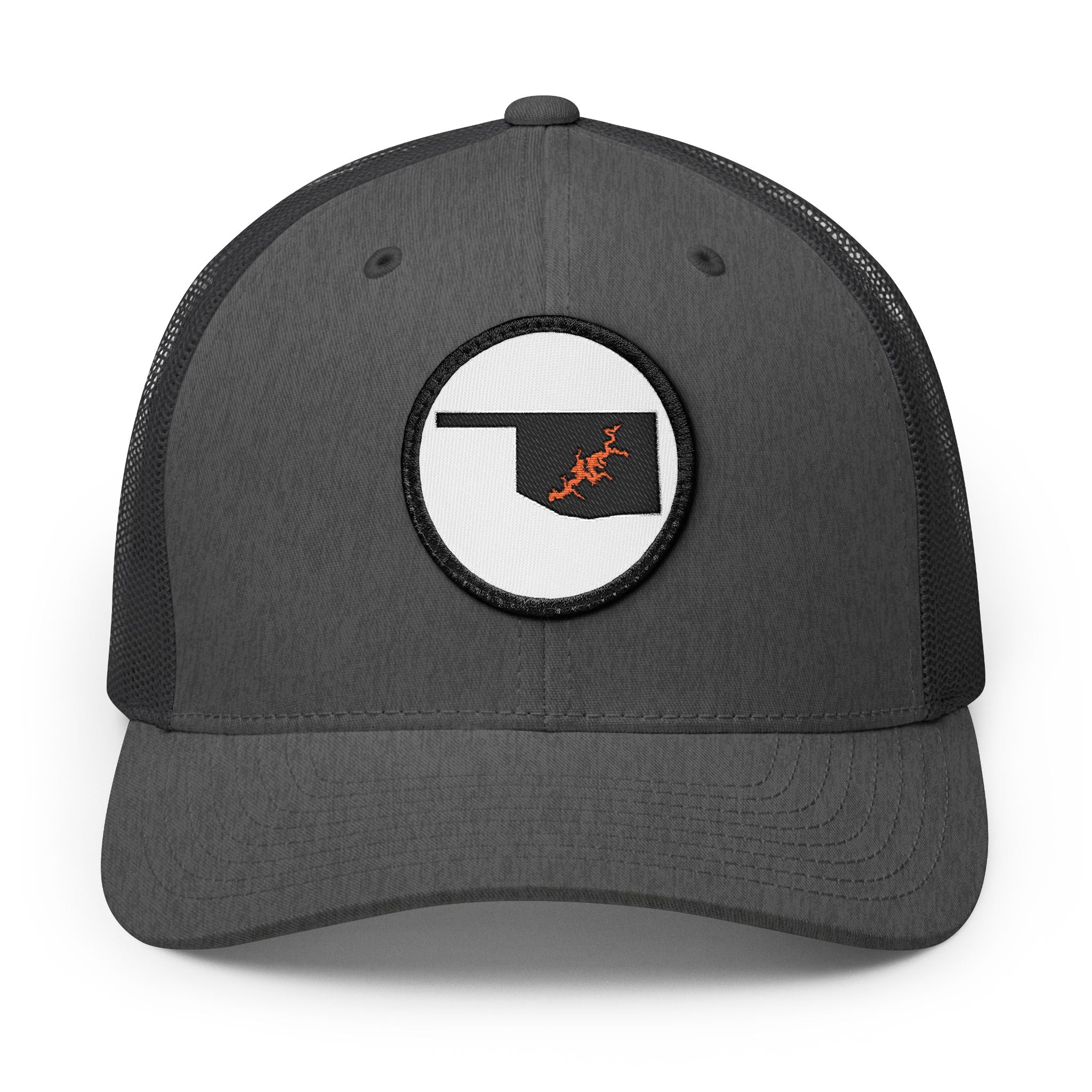 Grand Lake Embroidered Patch Trucker Cap - Orange and Black