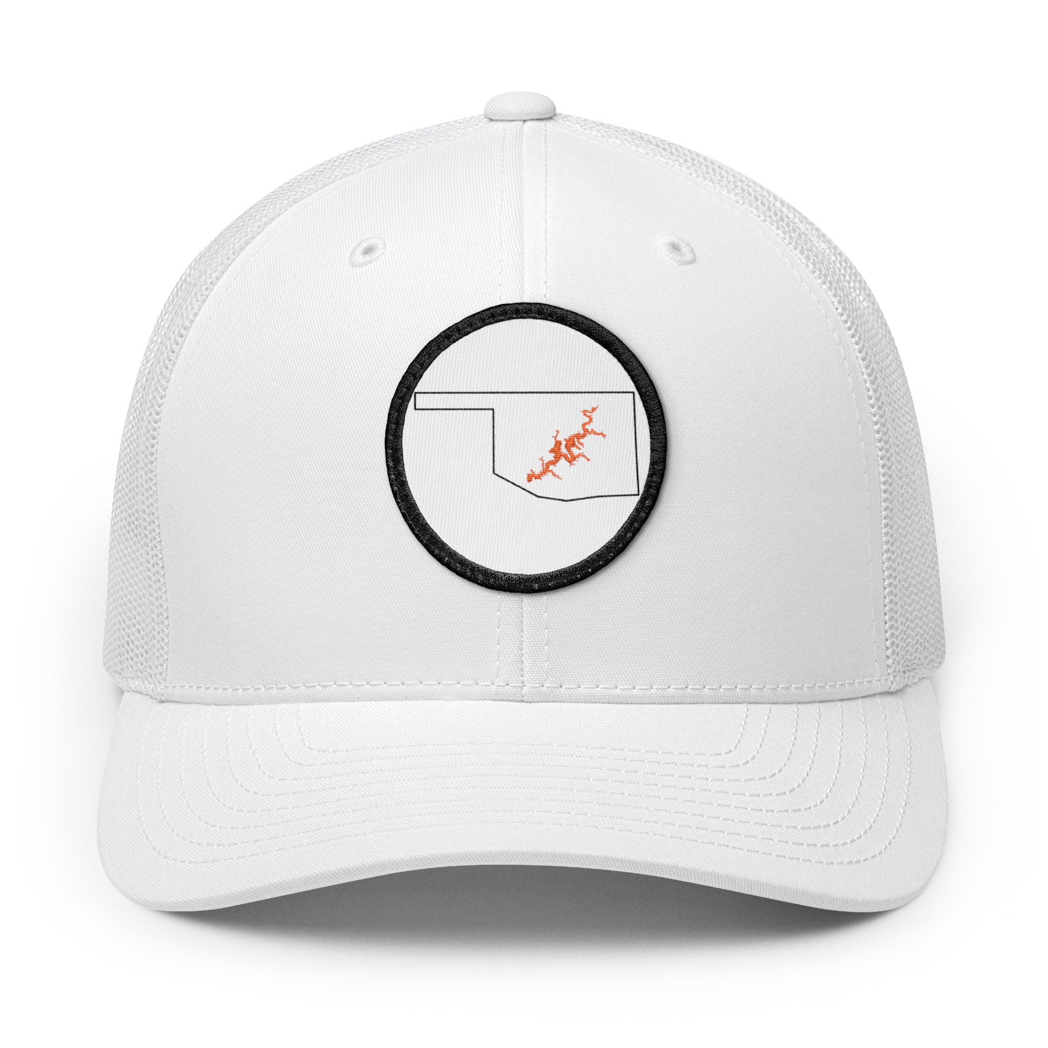 Grand Lake Embroidered Patch Trucker Cap - Orange and White