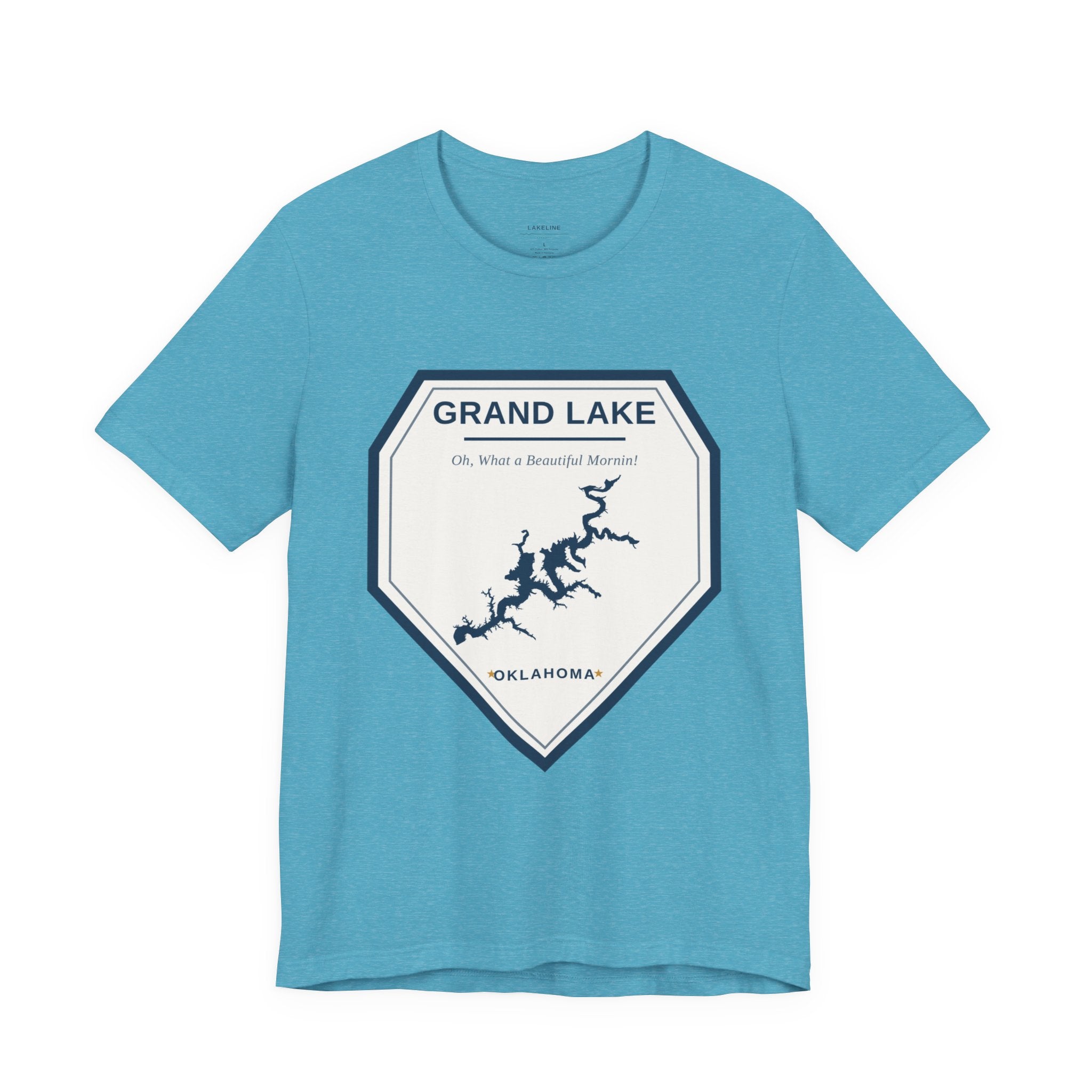Grand Lake Oklahoma Tee — “Oh, What a Beautiful Morning!” Lake Map T-Shirt