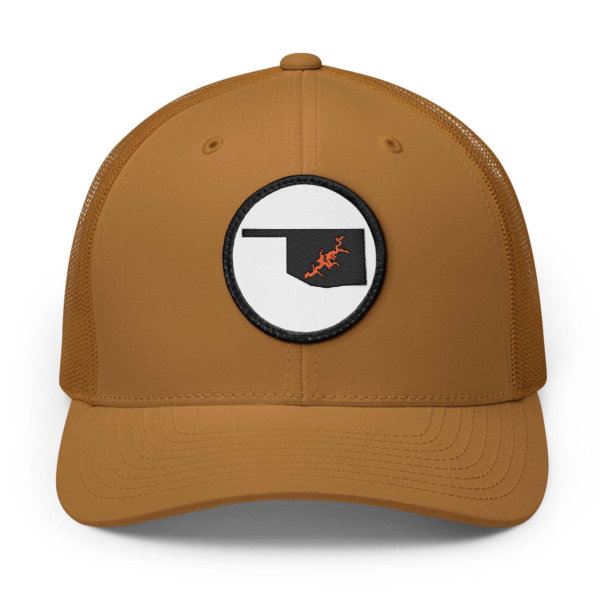 Grand Lake Embroidered Patch Trucker Cap - Orange and Black