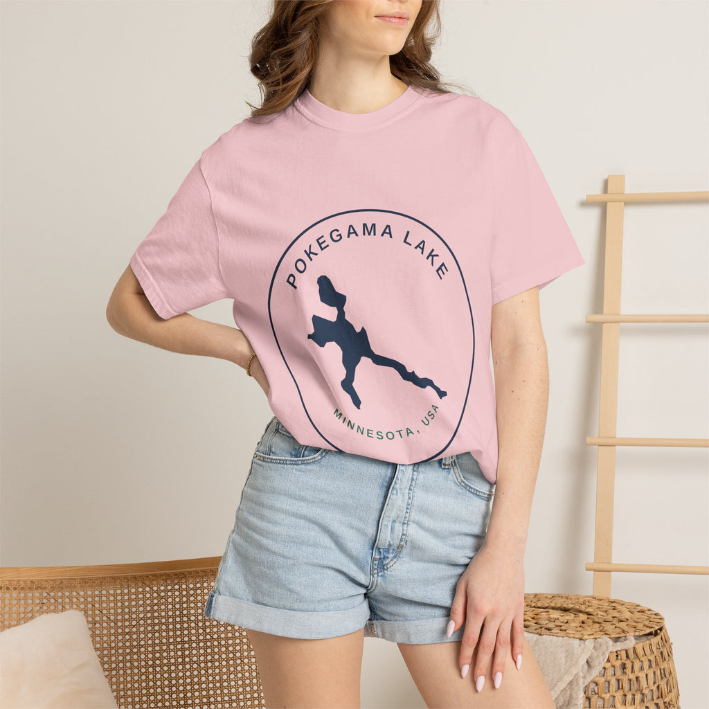 Pokegama Lake Minnesota T-Shirt — Lake Map Circle Graphic (Dark Logo, for Light Colors)