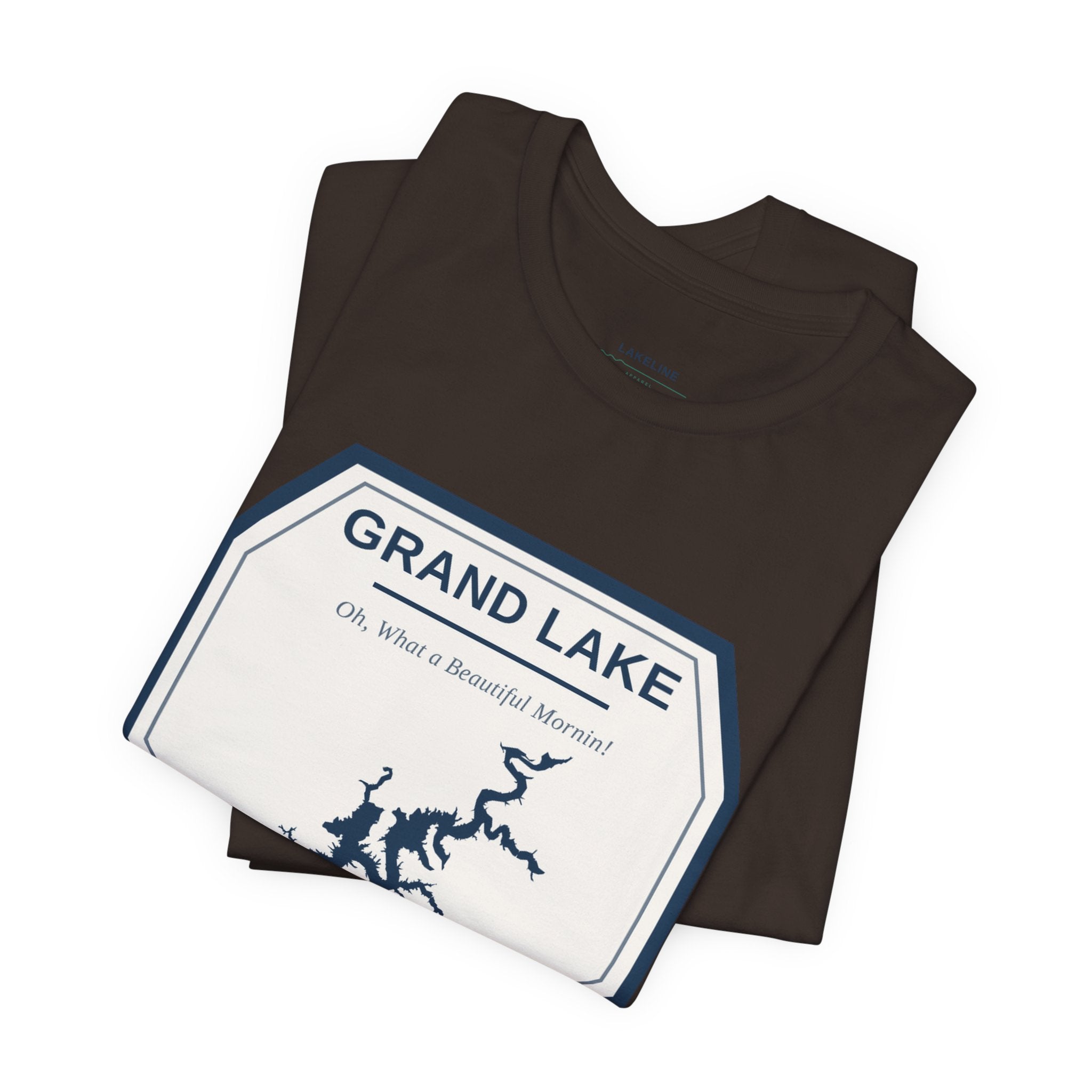 Grand Lake Oklahoma Tee — “Oh, What a Beautiful Morning!” Lake Map T-Shirt