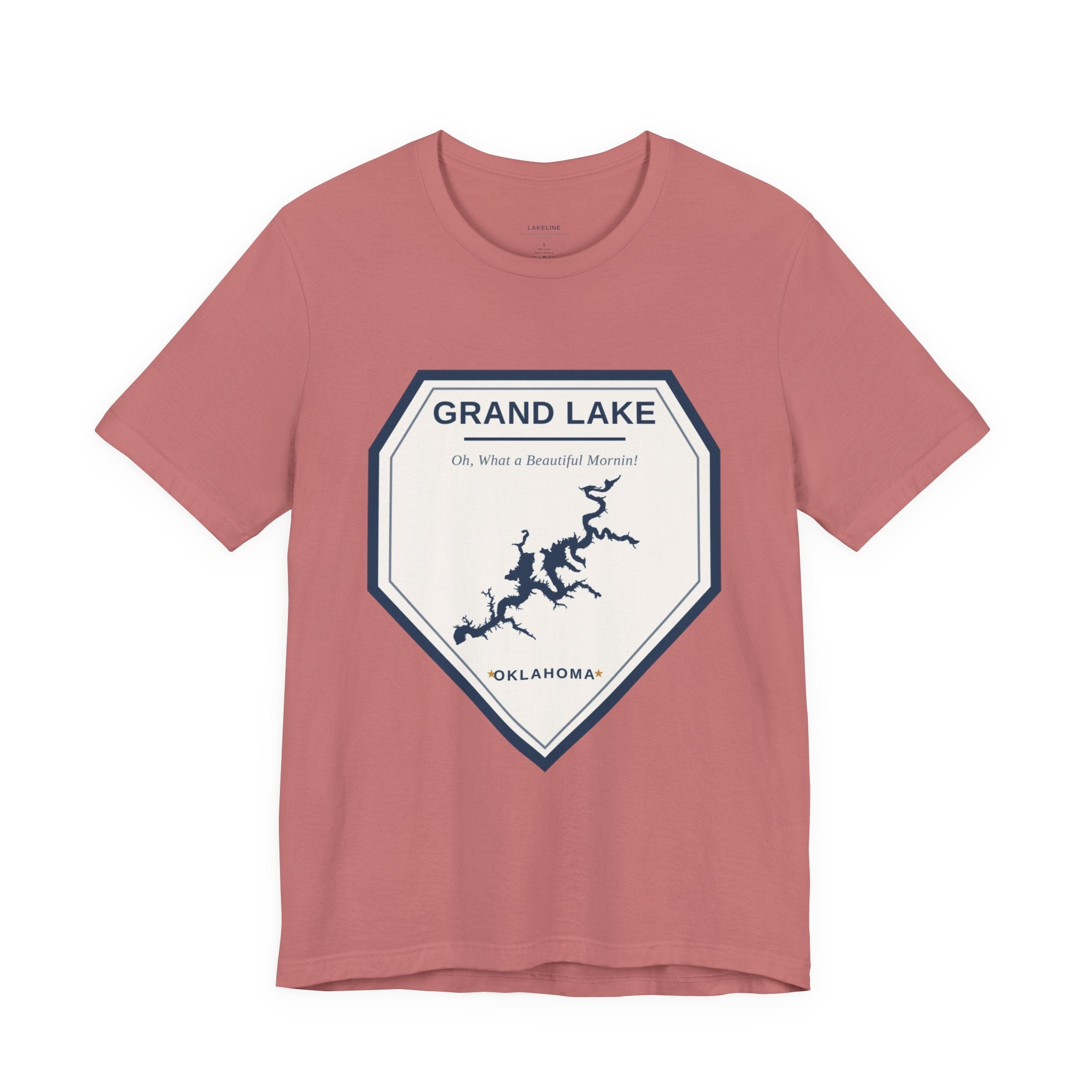 Grand Lake Oklahoma Tee — “Oh, What a Beautiful Morning!” Lake Map T-Shirt