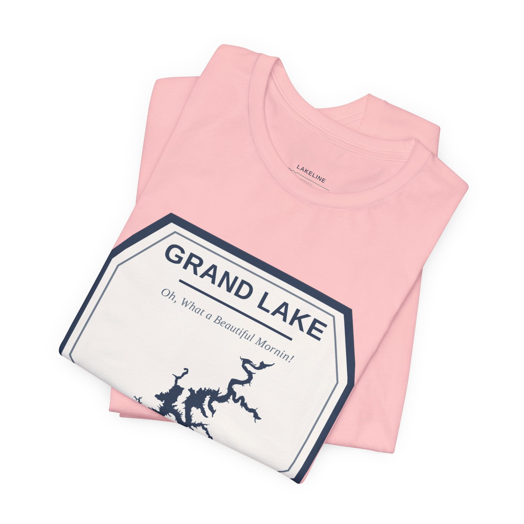 Grand Lake Oklahoma Tee — “Oh, What a Beautiful Morning!” Lake Map T-Shirt