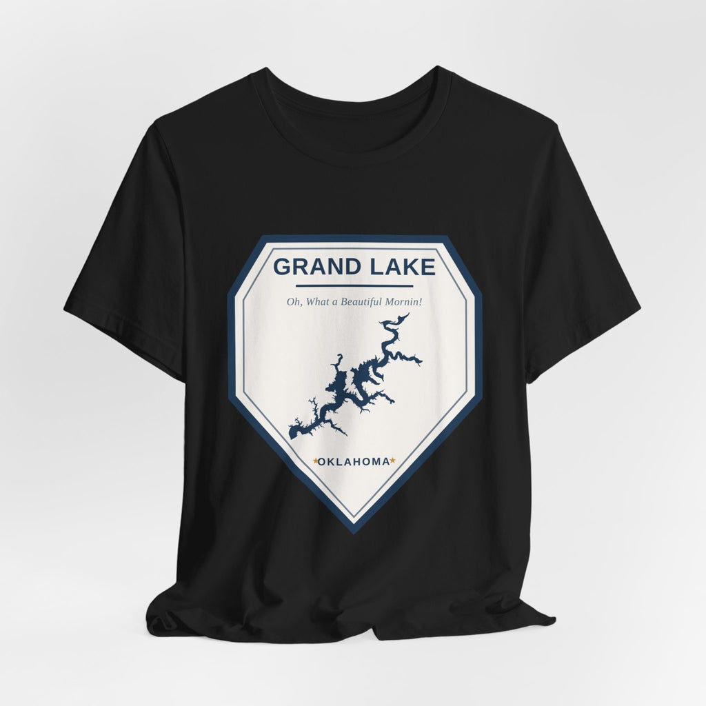 Grand Lake Oklahoma Tee — “Oh, What a Beautiful Morning!” Lake Map T-Shirt