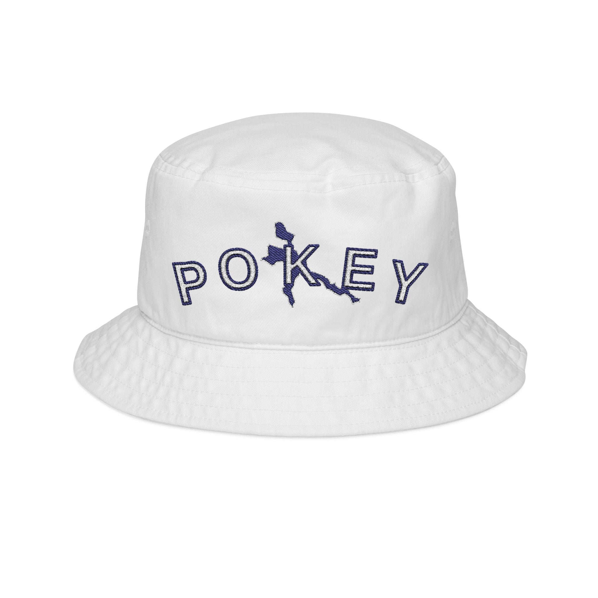 Pokey Embroidered Bucket Hat — Vintage Floral Lettering Sun Hat