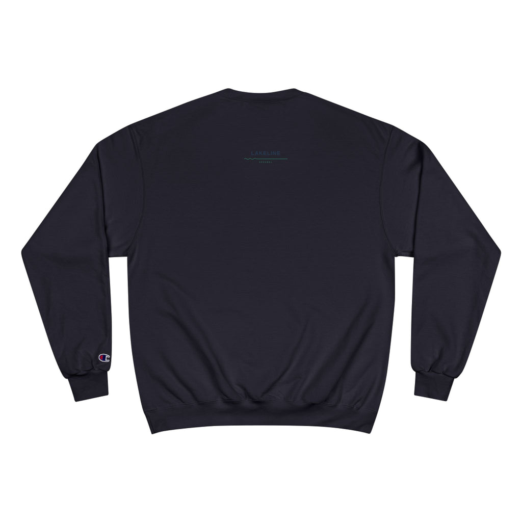 Lake Travis Crewneck Sweatshirt — Retro Pontoon Boat Design (Devil's Cove, Texas)