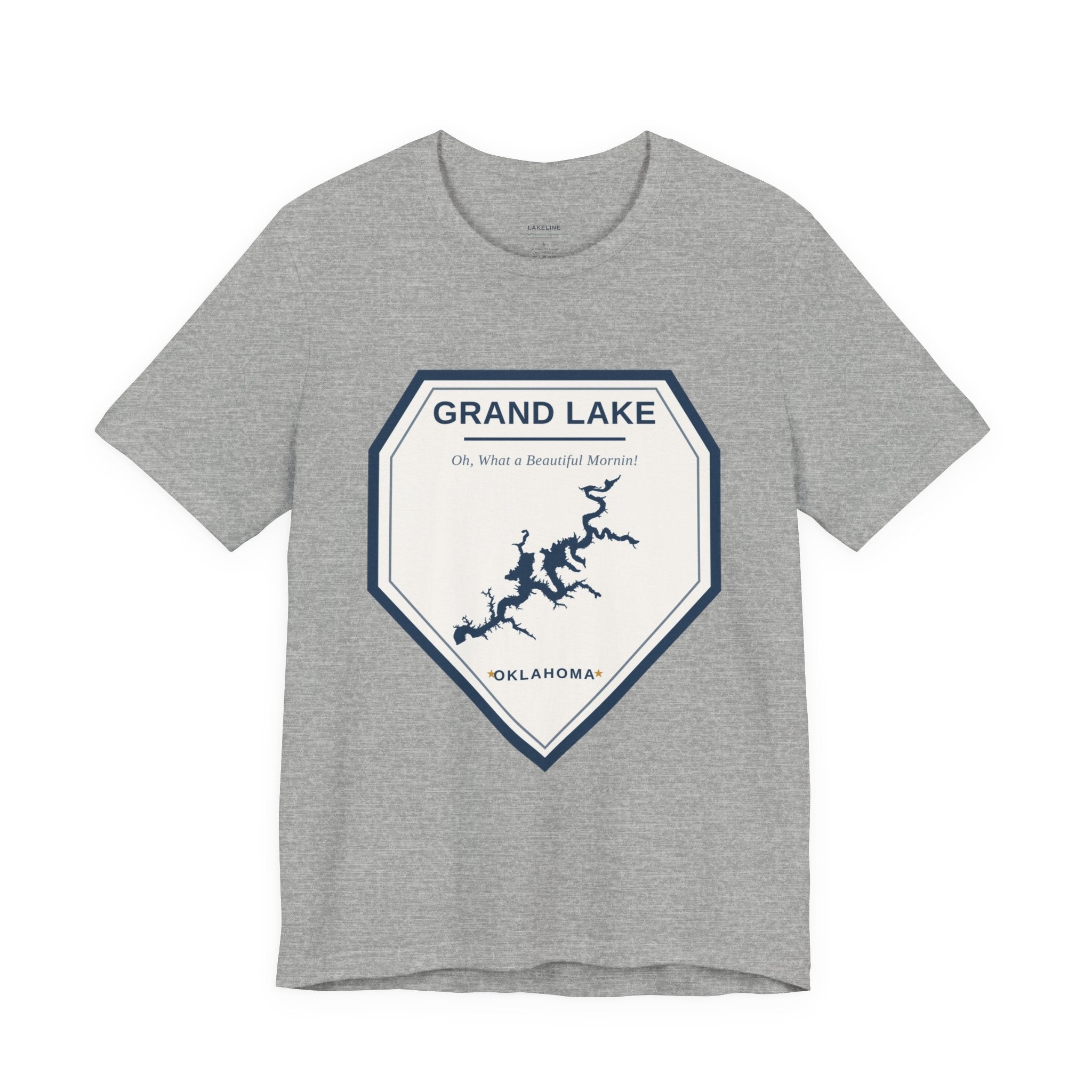 Grand Lake Oklahoma Tee — “Oh, What a Beautiful Morning!” Lake Map T-Shirt