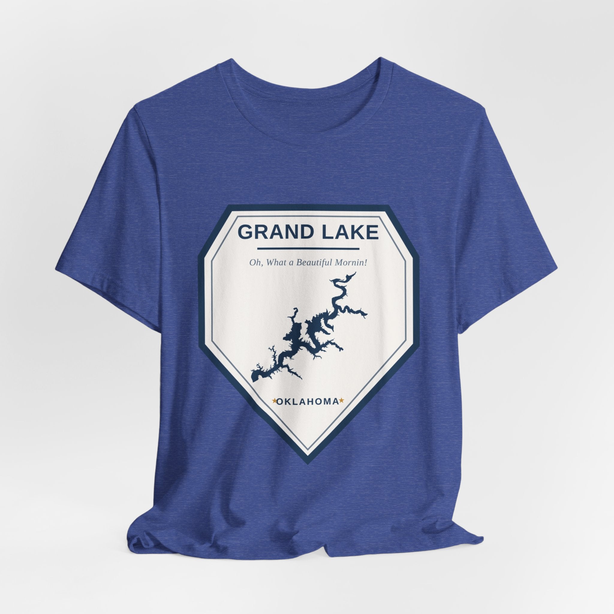 Grand Lake Oklahoma Tee — “Oh, What a Beautiful Morning!” Lake Map T-Shirt