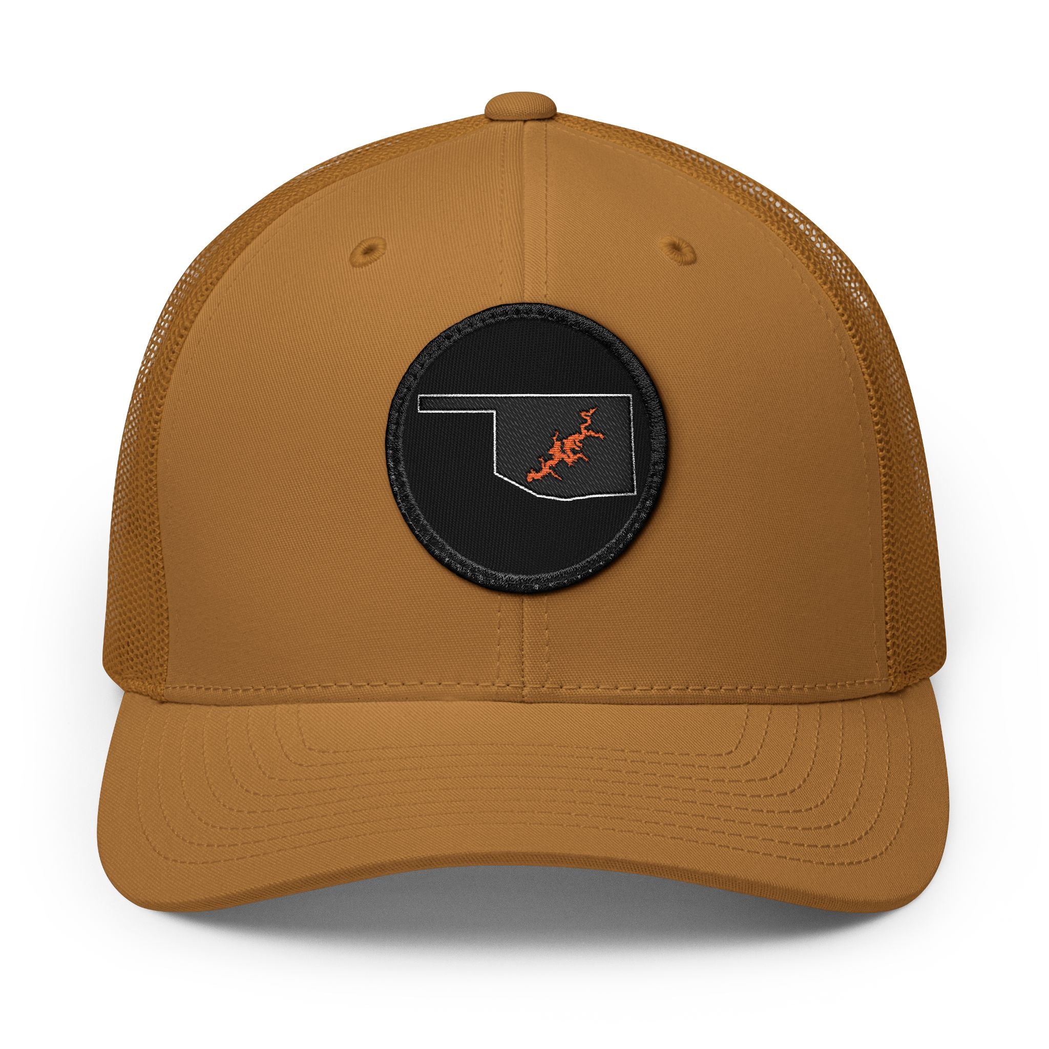 Grand Lake Embroidered Patch Trucker Cap - Orange and Black