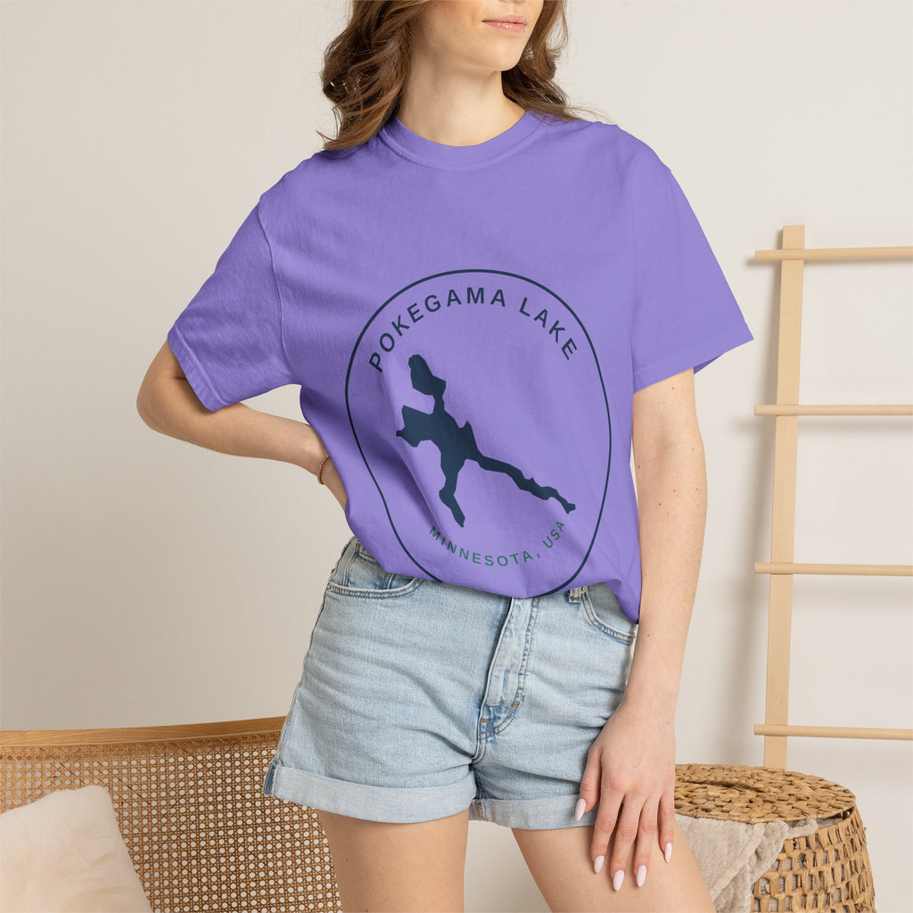 Pokegama Lake Minnesota T-Shirt — Lake Map Circle Graphic (Dark Logo, for Light Colors)