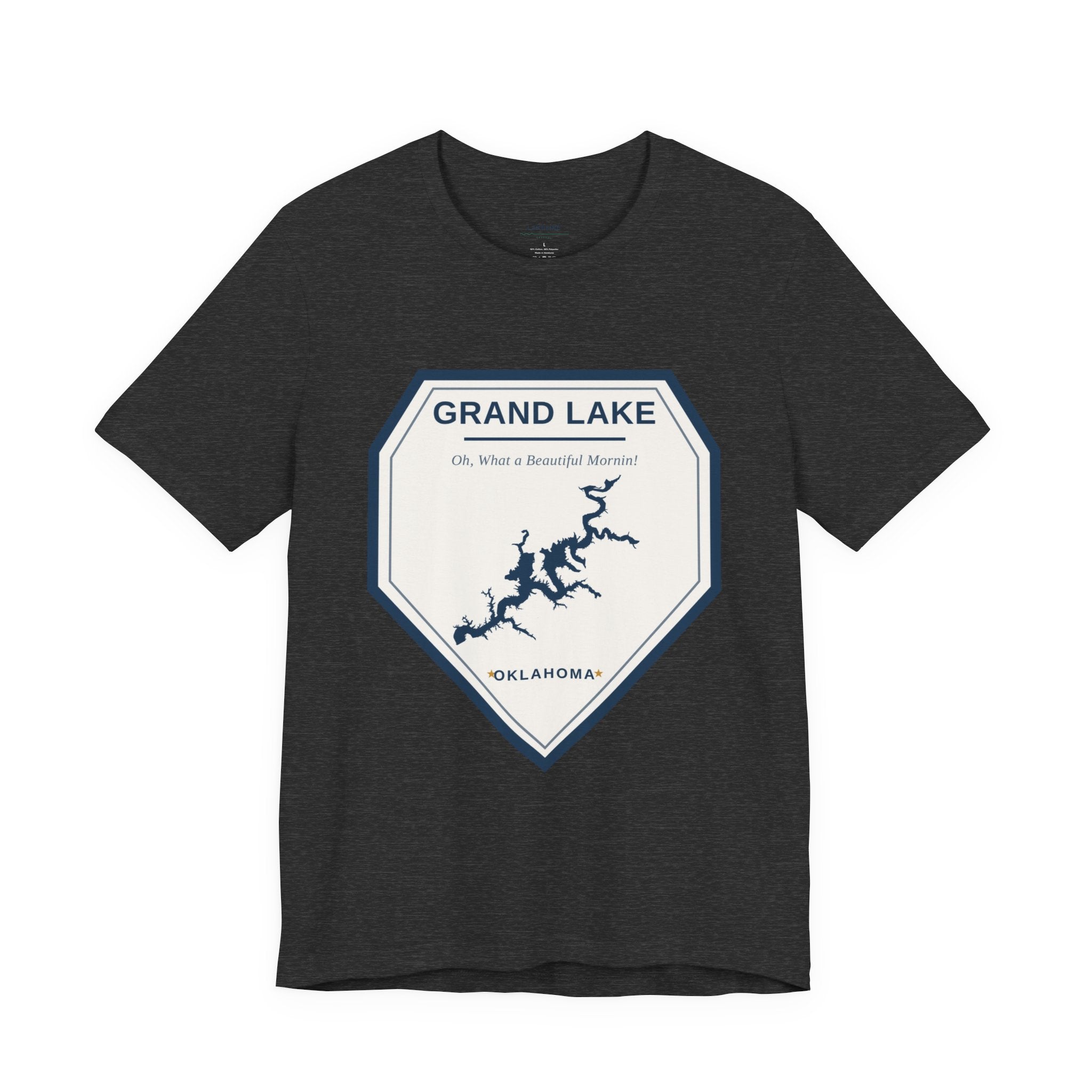 Grand Lake Oklahoma Tee — “Oh, What a Beautiful Morning!” Lake Map T-Shirt