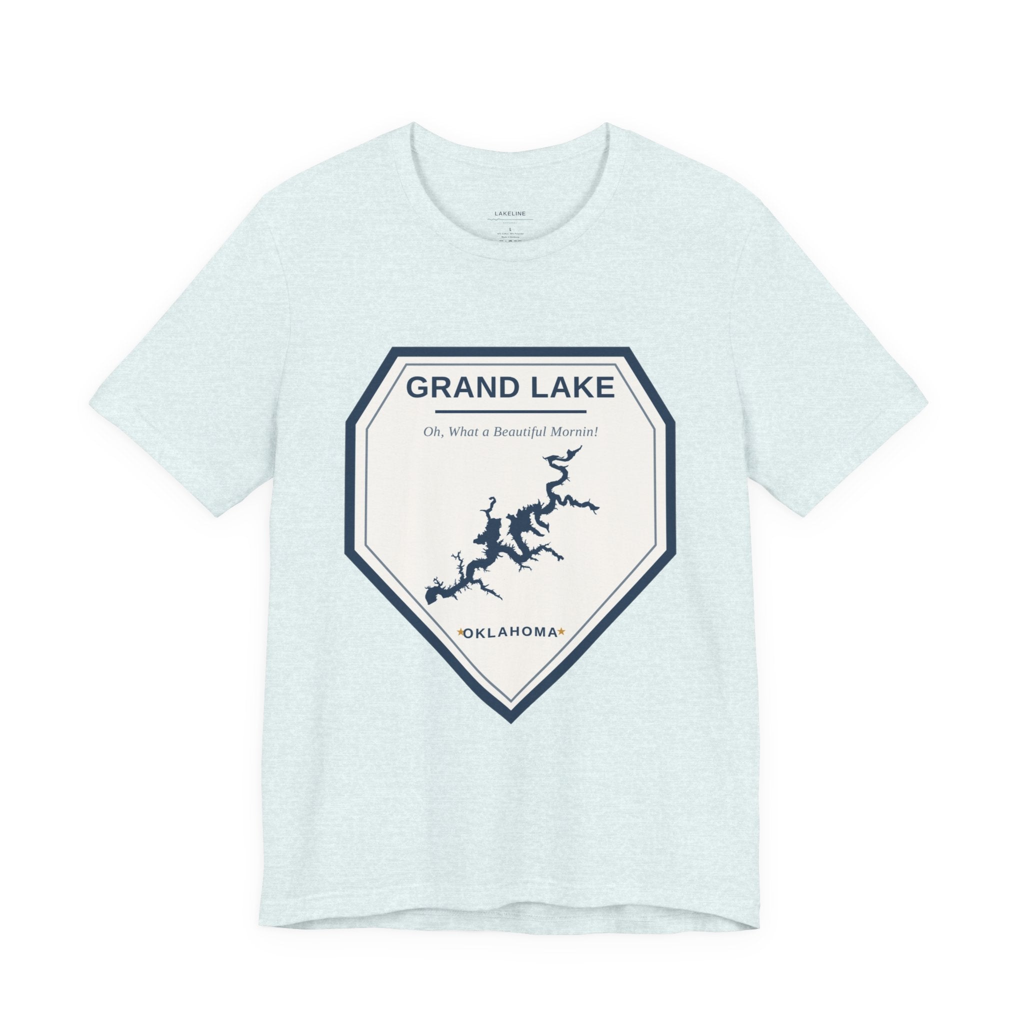 Grand Lake Oklahoma Tee — “Oh, What a Beautiful Morning!” Lake Map T-Shirt