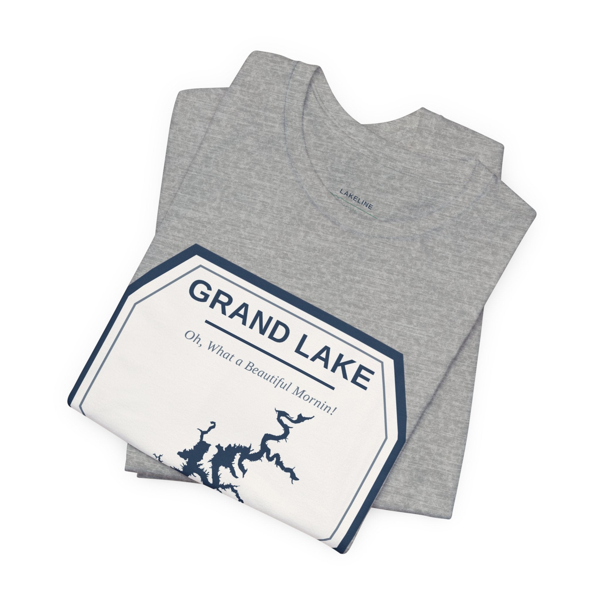 Grand Lake Oklahoma Tee — “Oh, What a Beautiful Morning!” Lake Map T-Shirt