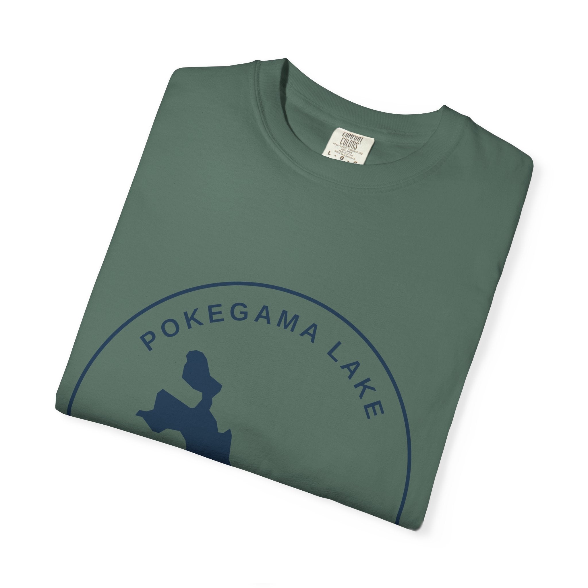 Pokegama Lake Minnesota T-Shirt — Lake Map Circle Graphic (Dark Logo, for Light Colors)