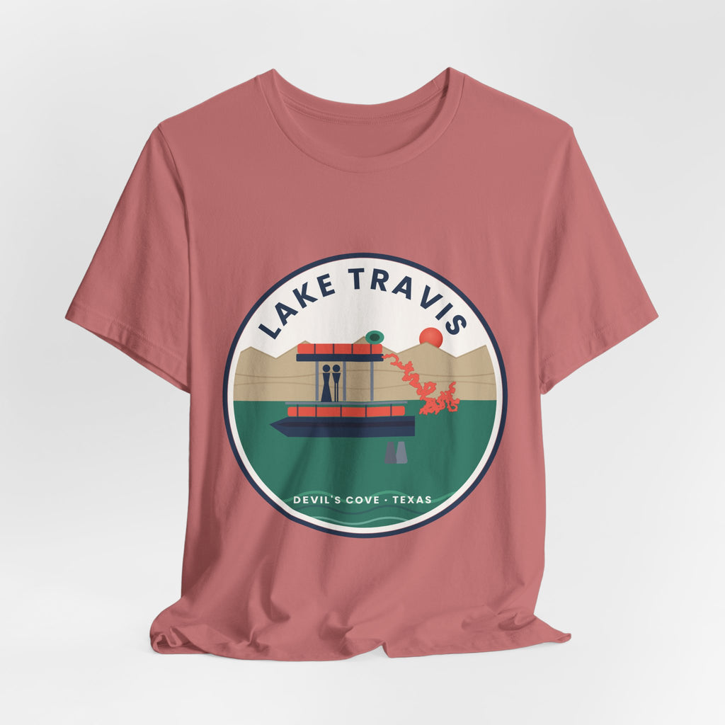 Lake Travis Tee — Devil’s Cove Texas Boat Graphic Shirt