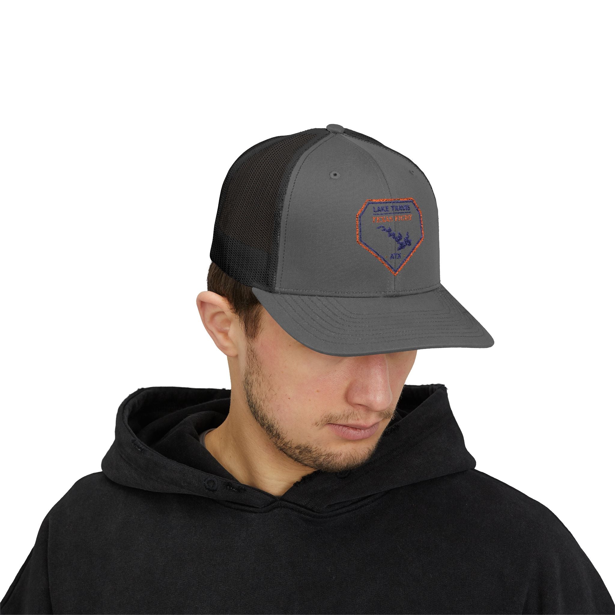 Lake Travis Texas Fight ATX Embroidered Trucker Cap