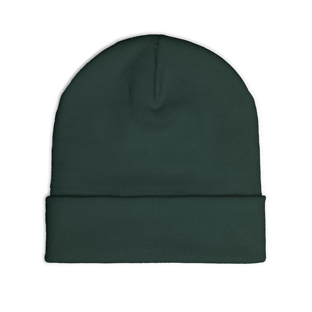 Pokegama Lake - Embroidered Runner Logo Knit Beanie (Light Logo, for Dark Colors) — Lightweight Winter Hat for Runners & Outdoor Fitness