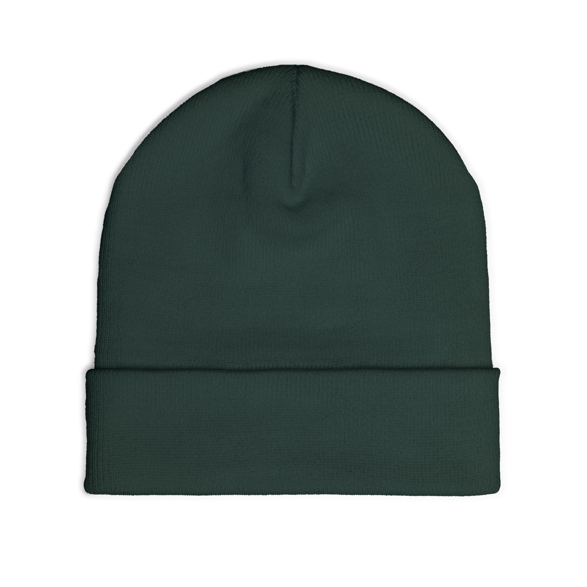 Pokegama Lake - Embroidered Runner Logo Knit Beanie (Light Logo, for Dark Colors) — Lightweight Winter Hat for Runners & Outdoor Fitness