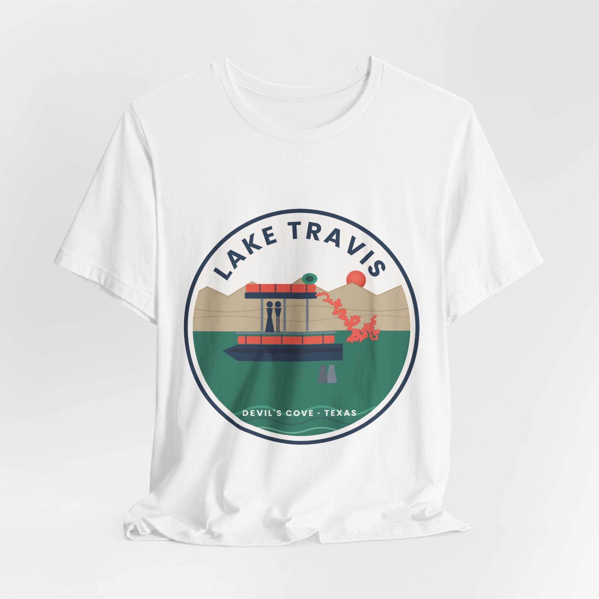 Lake Travis Tee — Devil’s Cove Texas Boat Graphic Shirt
