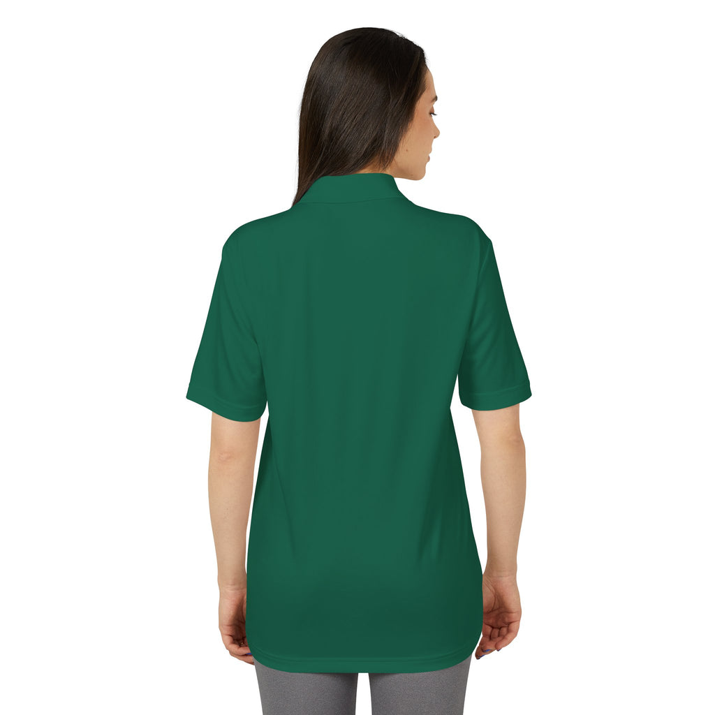 Lake Travis - White Performance Polo — Minimalist Botanical Chest Logo
