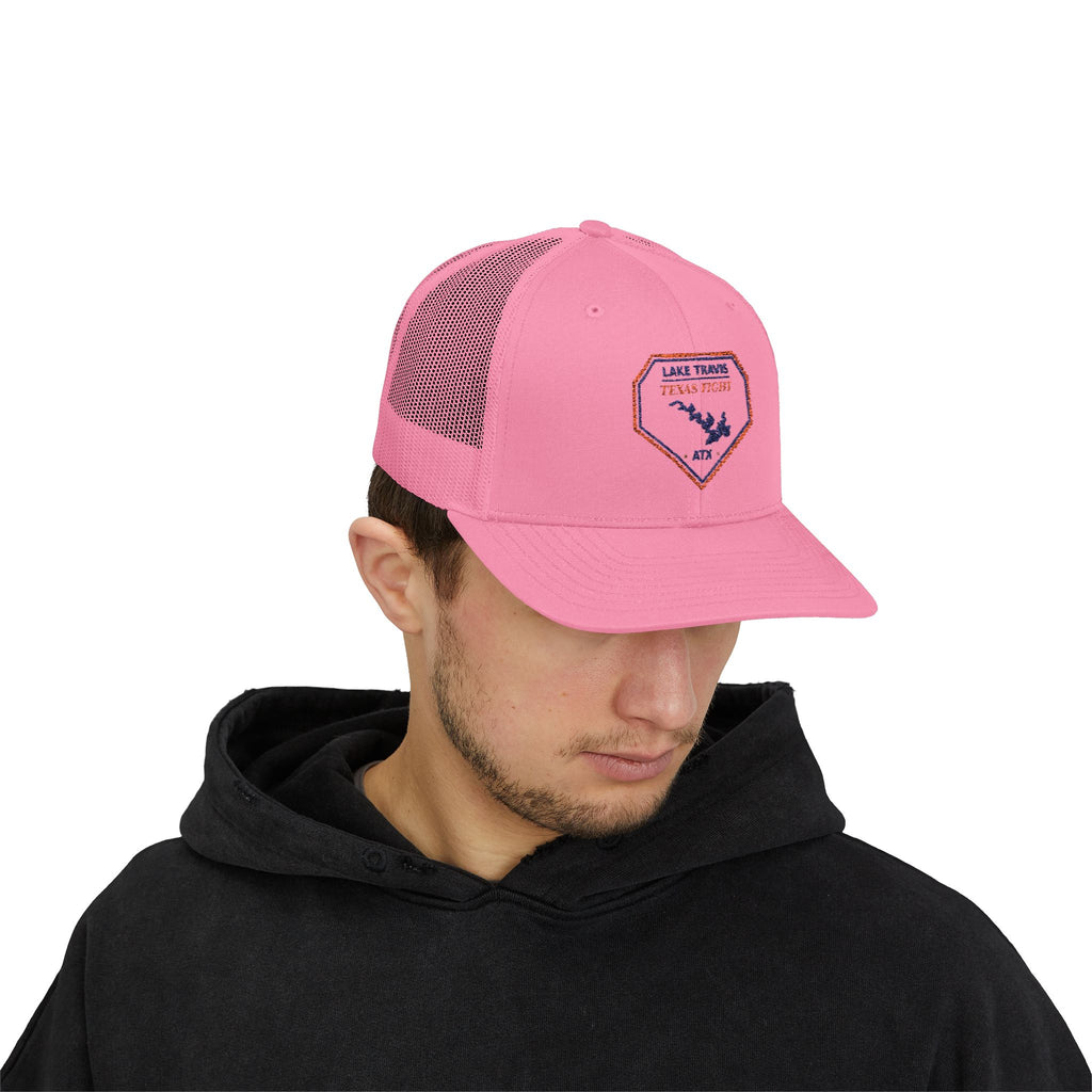 Lake Travis Texas Fight ATX Embroidered Trucker Cap