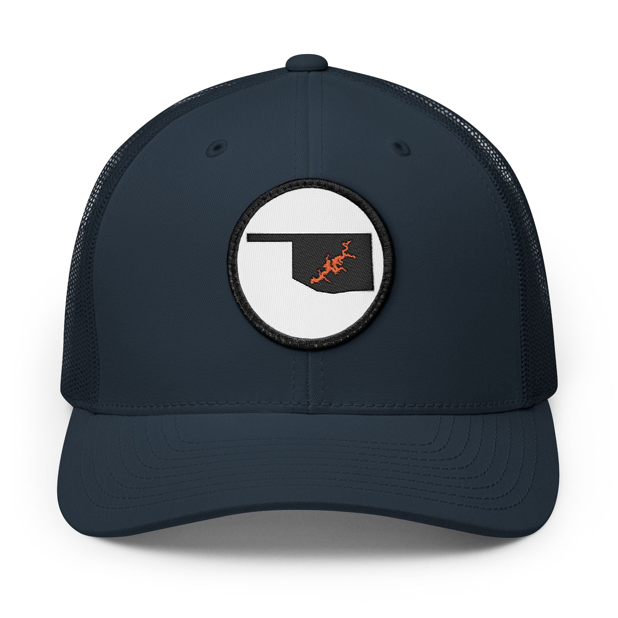 Grand Lake Embroidered Patch Trucker Cap - Orange and Black