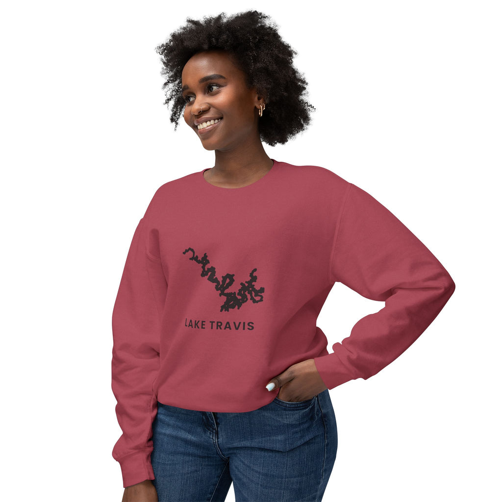 Lake Travis Crewneck Sweatshirt — Minimal Map Design