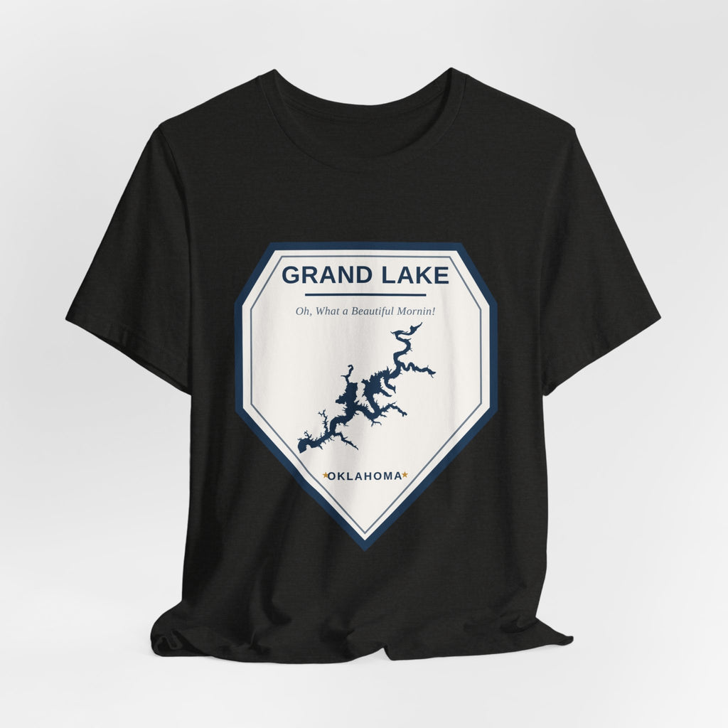 Grand Lake Oklahoma Tee — “Oh, What a Beautiful Morning!” Lake Map T-Shirt